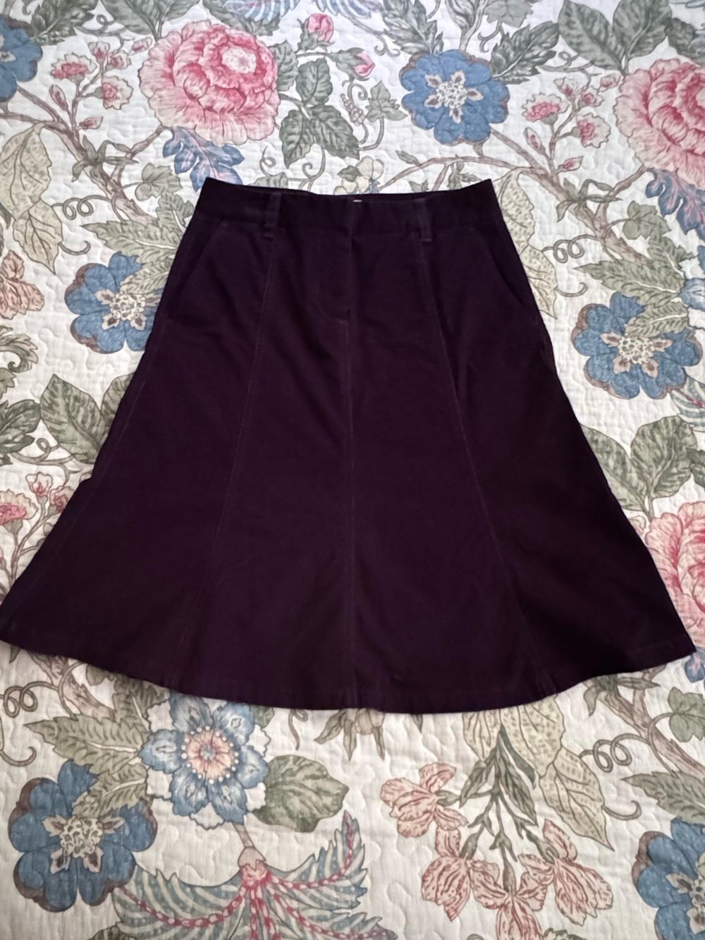 L.L. Bean Deep Plum A-Line Corduroy Skirt